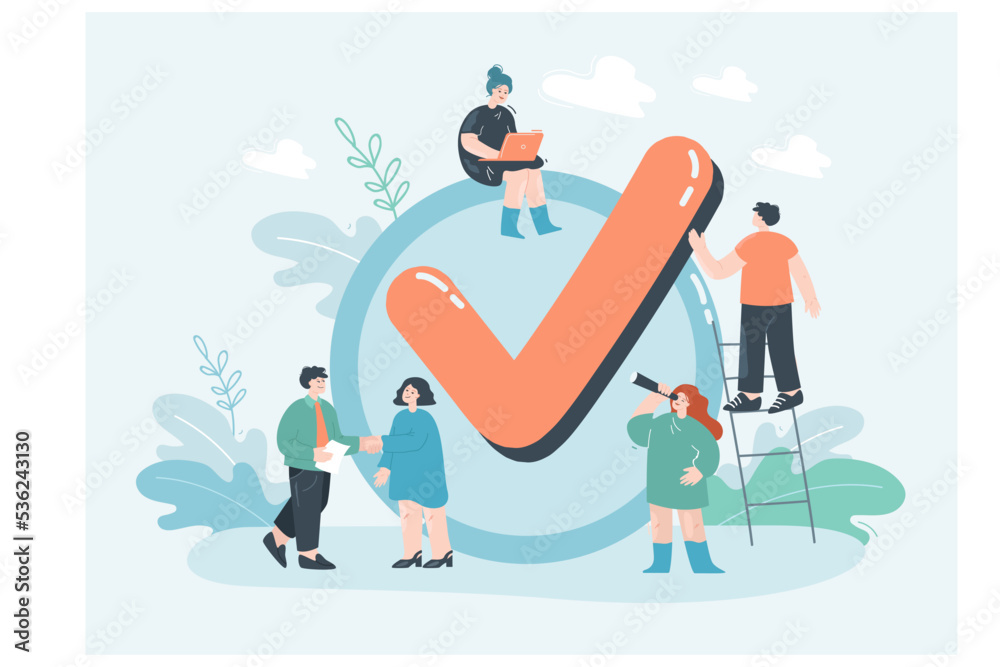 Job done flat vector illustration. Happy business partners made great deal or finished project successfully. Business, management, success concept Job done flat vector illustration. Happy business partners made great deal or finished project successfully. Business, management, success concept
