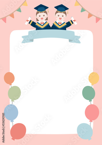 어린이 유치원 졸업식 일러스트 배경 이미지