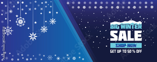 Winter sale design banner. Christmas, new year, shopping promotion. Vector illustration.