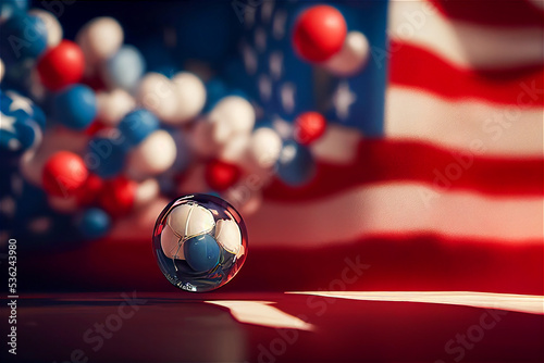 American flag and balloons