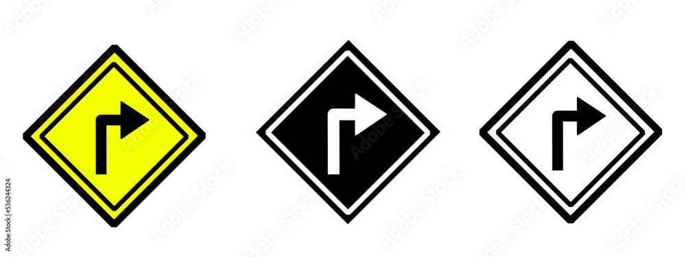 right turn sign icon illustration set. Vector stock symbol collection right turn sign icon illustration set. Vector stock symbol collection