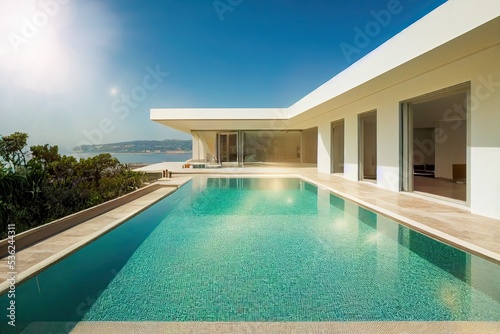 Contemporary white house with pool