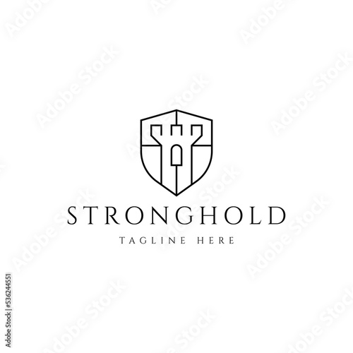 fortress castle shield logo design