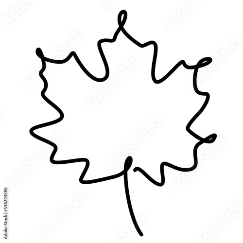 continuous one line illustration of maple autumn tree leaf in minimal design