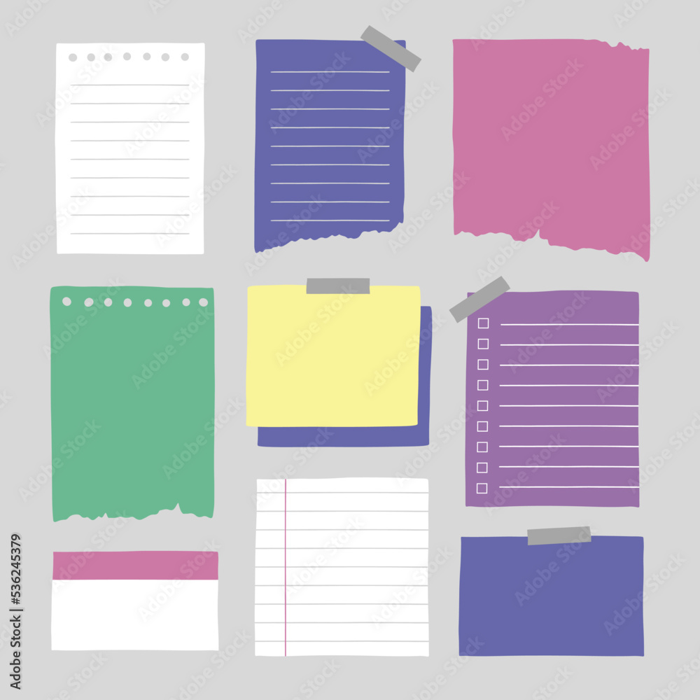 Blank paper note template vector Blank paper note template vector