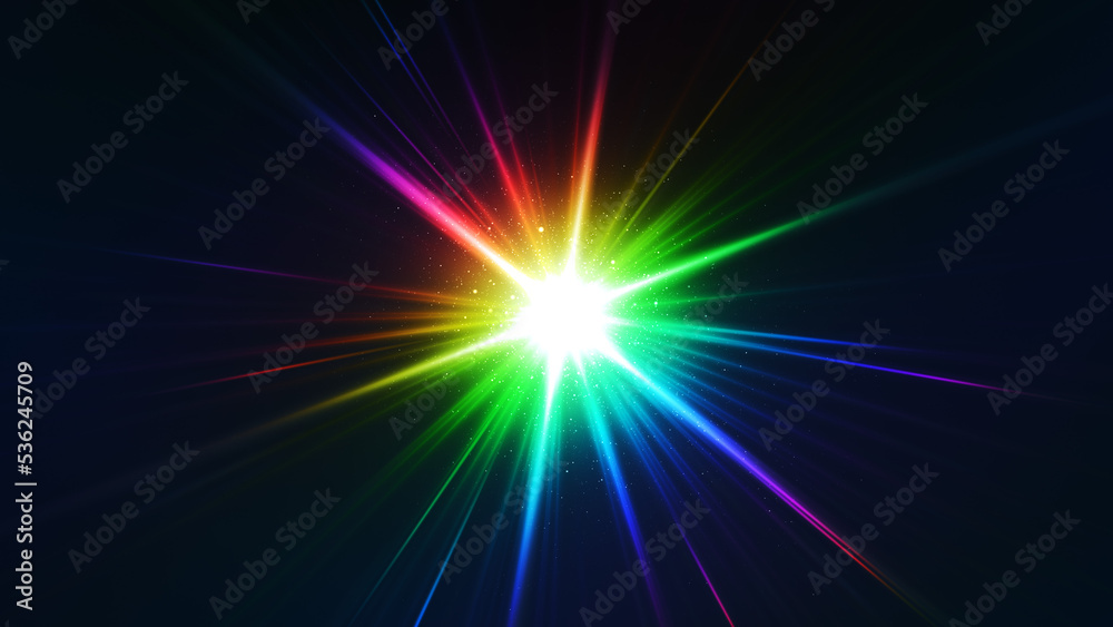 虹色　レインボー　発光　粒子　レンズフレア　プリズム