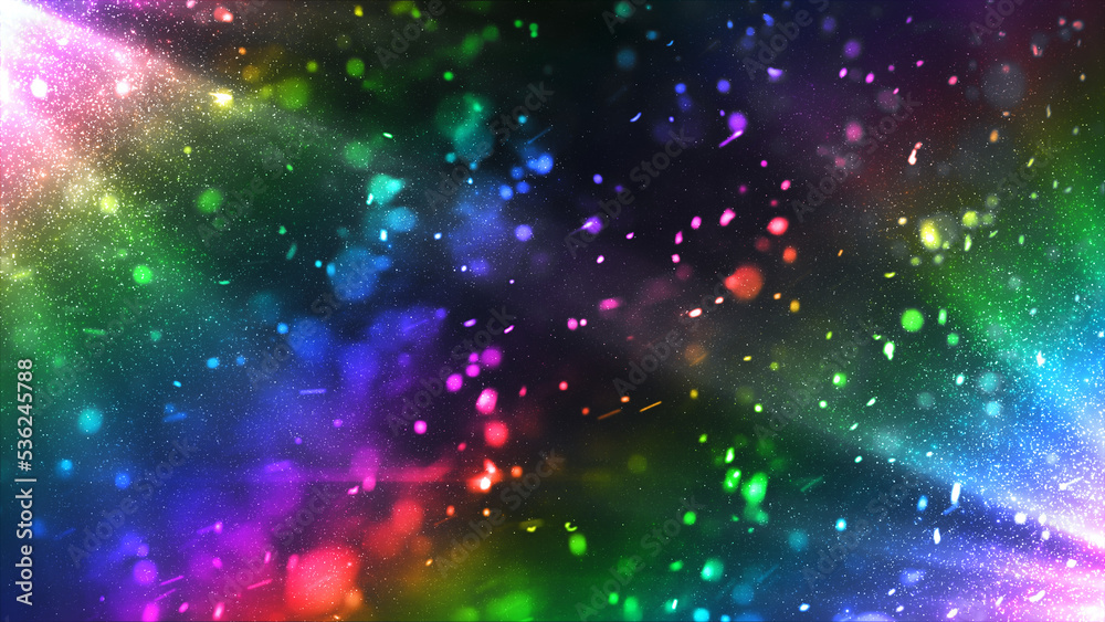 Obraz premium 虹色 レインボー 発光 粒子 テクスチャ パーティクル