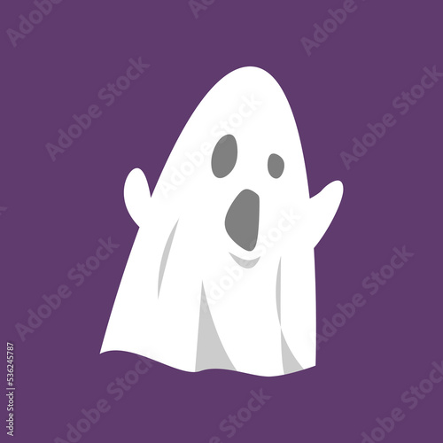 cute cartoon style ghost character. halloween concept, horror. flat vector illustration