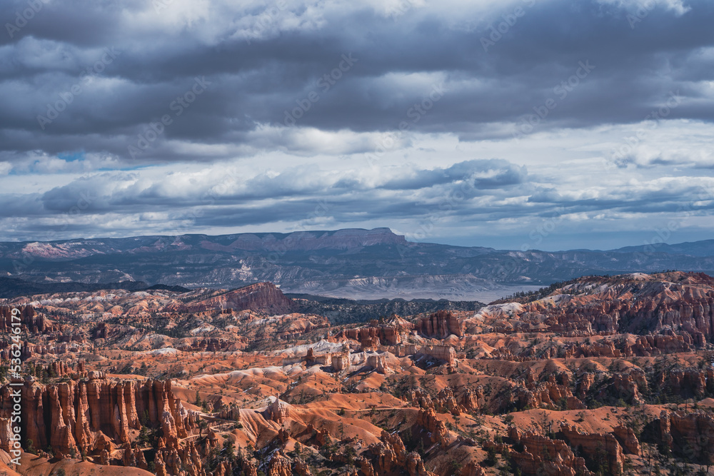 Dramatic clouds over rock formation in Bryce Canyon National Park, Utah