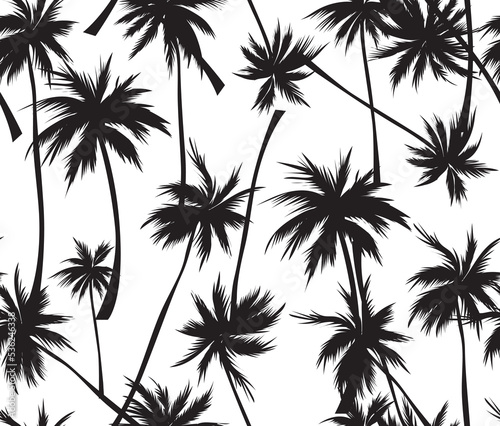 Tropical patterns in Palm Tree, Tropical background seamless pattern of imitation of watercolor palms. Botanical vector wallpaper, 