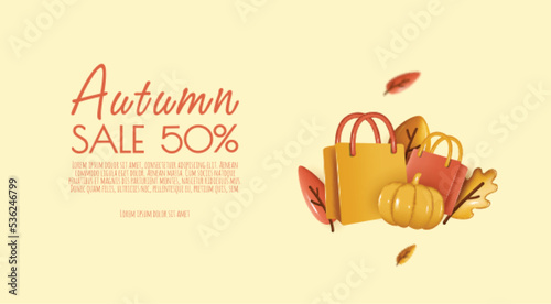 Autumn sale background  banner  poster or flyer. Vector illustration with colorful leaves. Template for banner  web poster  flyer  greeting card.