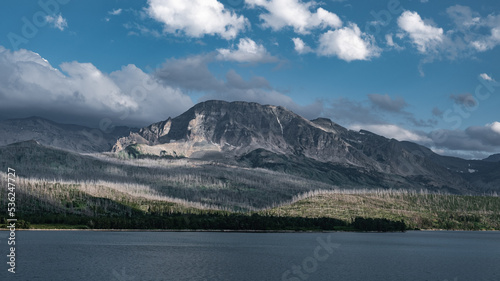 Mountain by the lake in Glacier National Park