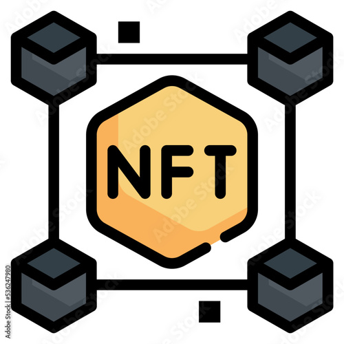 blockchain crypto token nft  filled outline icon