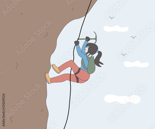  brave climber climbing a mountain peak