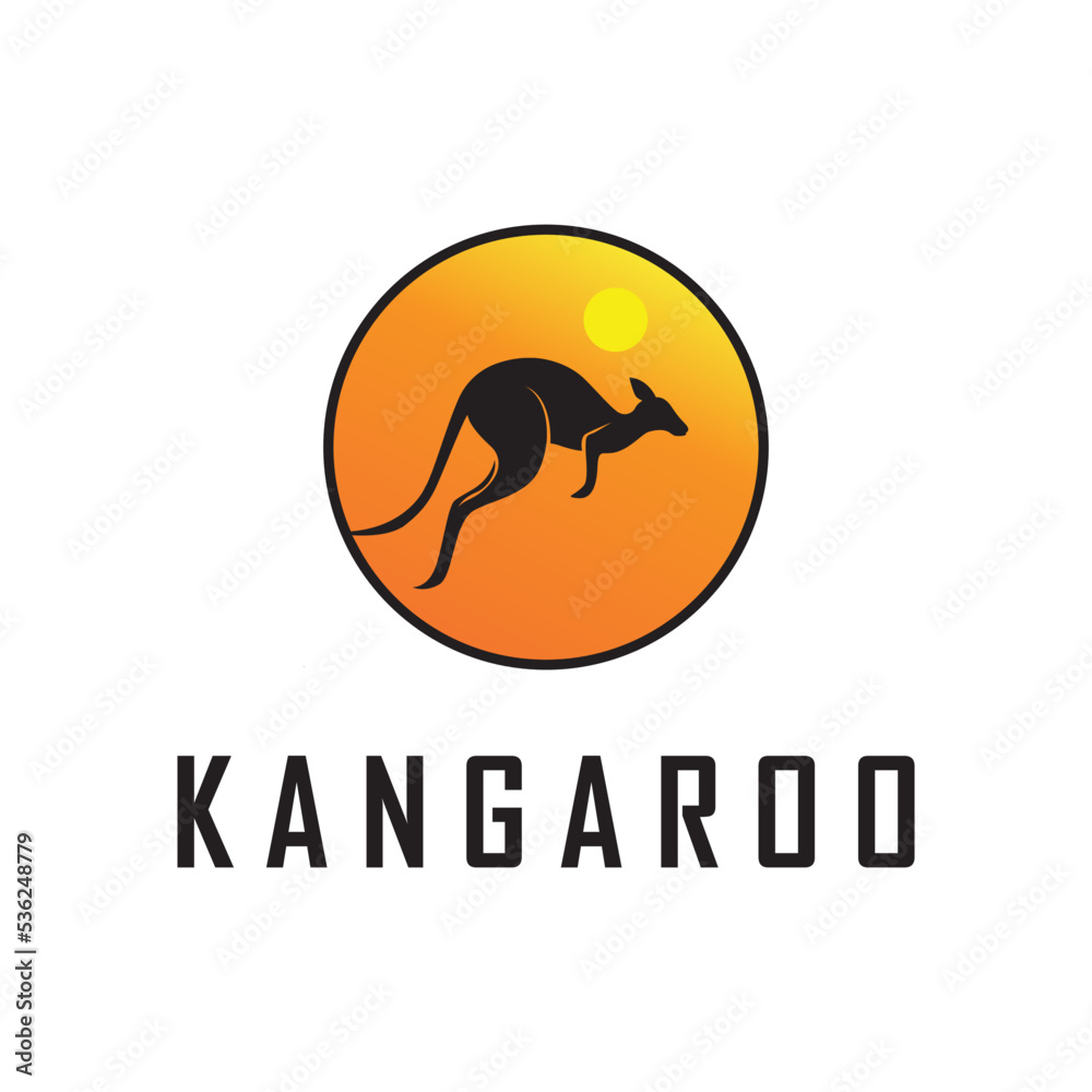 Obraz premium kangaroo logo vector with slogan template
