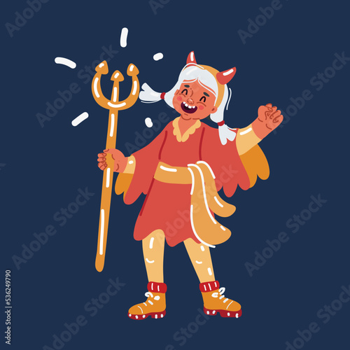 Cartoon vector illustration of Evil Naughty girl Laughing. Bad child misbehaving acting rude in rebel disobedience