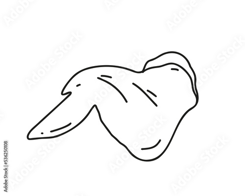 Fresh chicken wing doodle hand drawn linear isolated on white background. Vector illustration