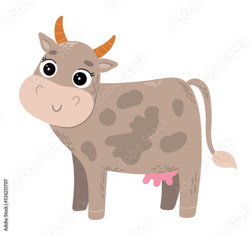 Cute cartoon cow. Picture for childrens book about farm animals