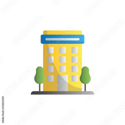 yellow building with trees icon clip art preview