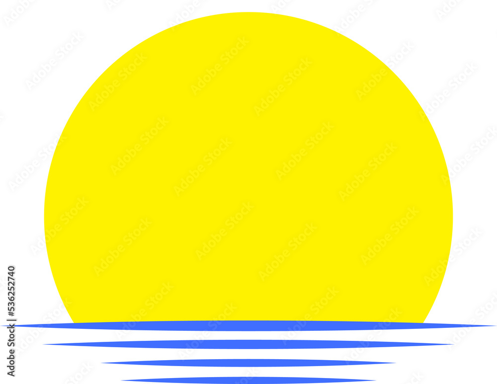 Sun logo. Sunset, Sea and Ocean. Travel agency design template element. PNG illustration