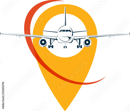 Plane Logo Design. Creative icon with plane and ellipse shape. PNG illustration