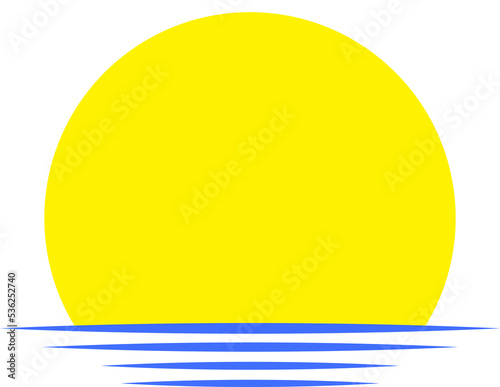 Sun logo. Sunset, Sea and Ocean. Travel agency design template element. PNG illustration
