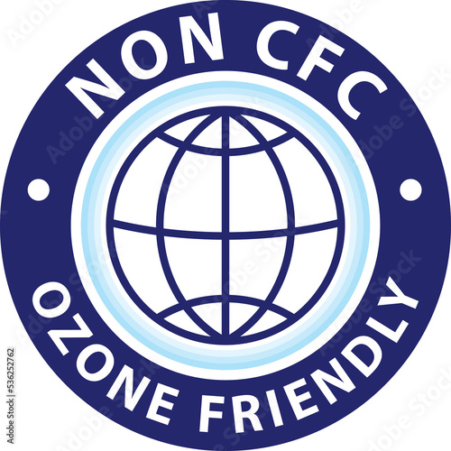 Non CFC icon. Ozone friendly sign. Globe green symbol. Logo template. PNG illustration
