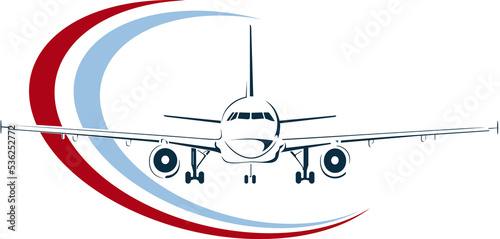 Plane Logo Design. Creative icon with plane and ellipse shape. PNG illustration