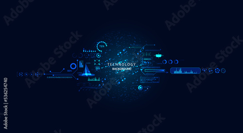 Abstract HUD Interface Technology Modern Futuristic Computer System or Circuit Concept Background