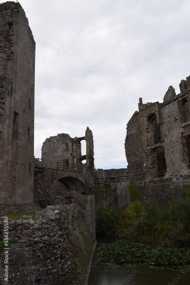 the ruins of raglan castle in Monmouthshire wales