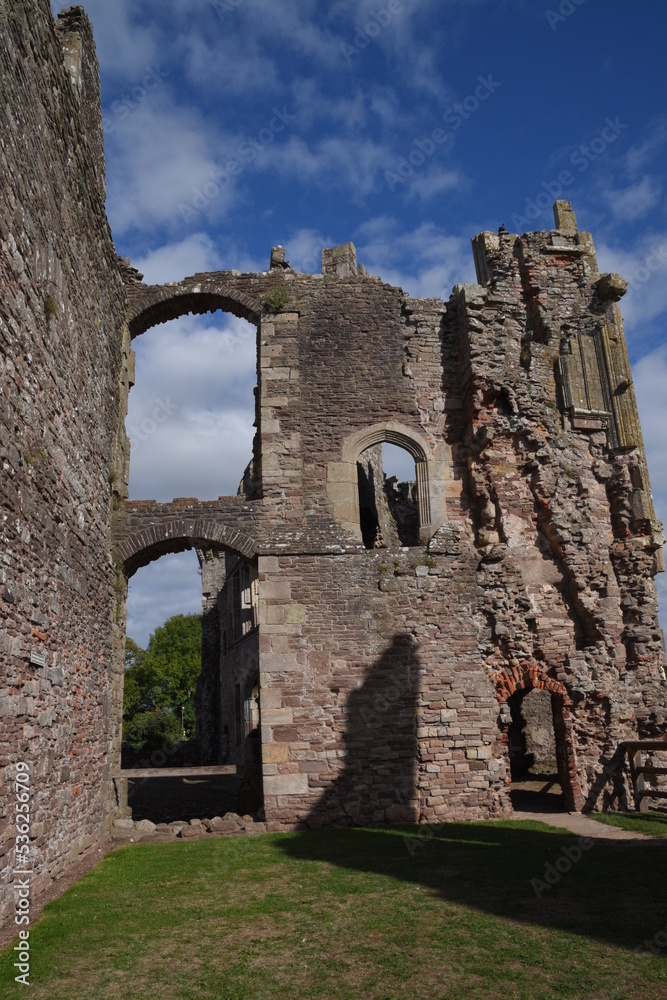 the ruins of raglan castle in Monmouthshire wales
