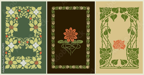 Vintage floral frames. Design elements for use on menus, brochures, book covers, packaging labels and invitations.	
