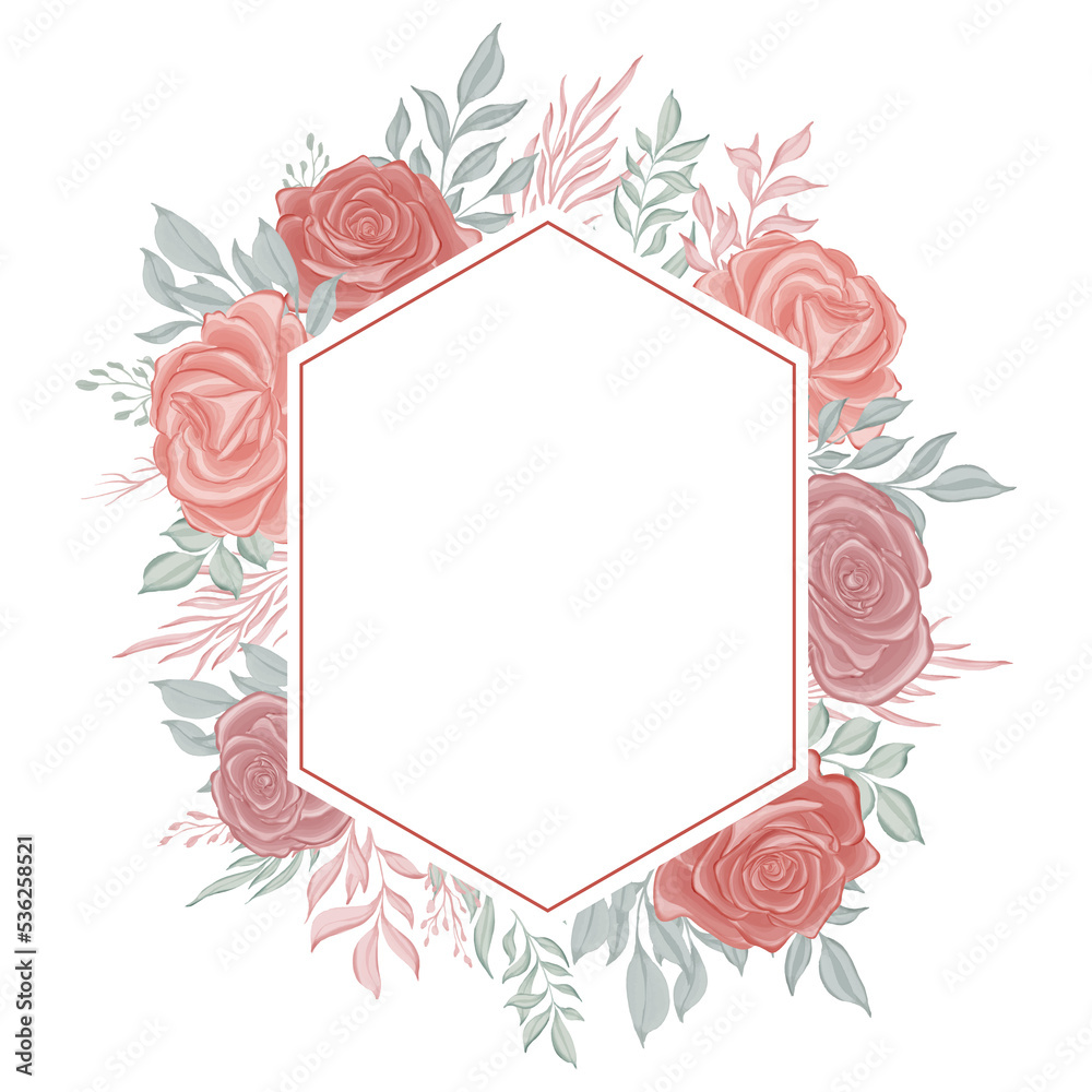 rose flower frame watercolor decoration