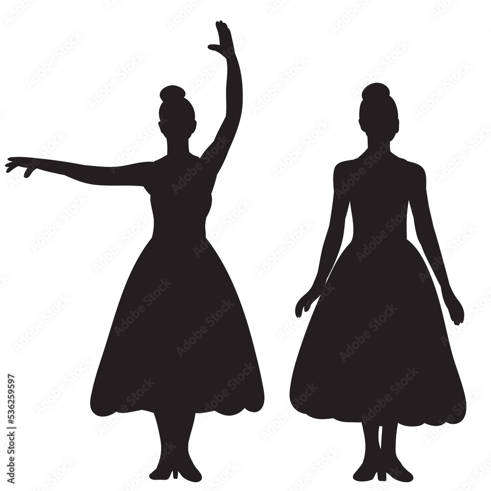 women ballerina silhouette isolated vector women ballerina silhouette isolated vector