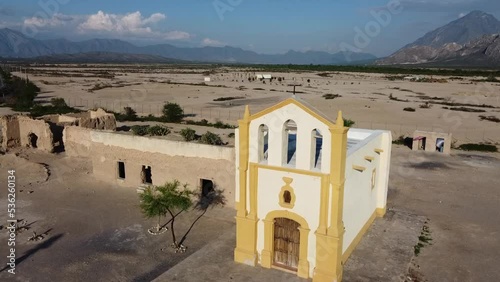 abandoned church in the desert photo