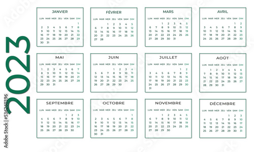 Calendrier 2023 France Avec Cadres Neutre