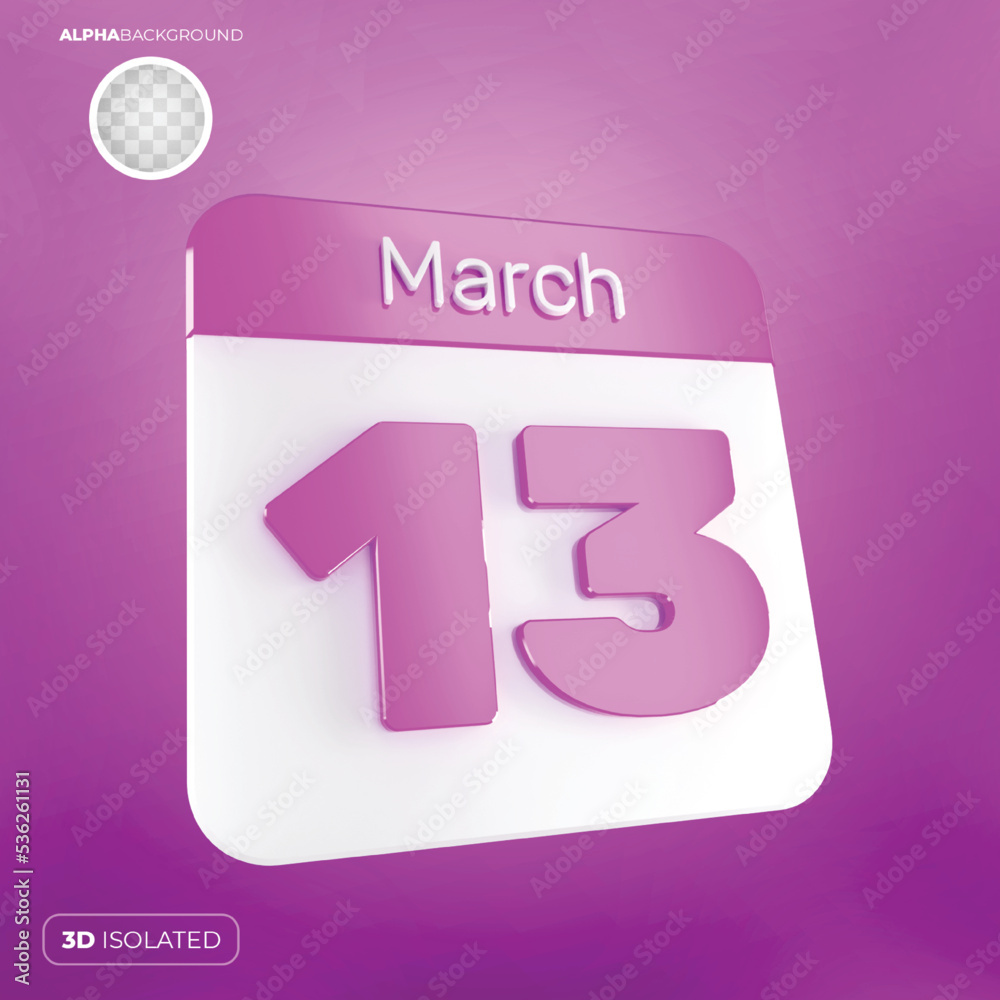 Calendar 13 March 3d Premium Calendar 13 March 3d Premium