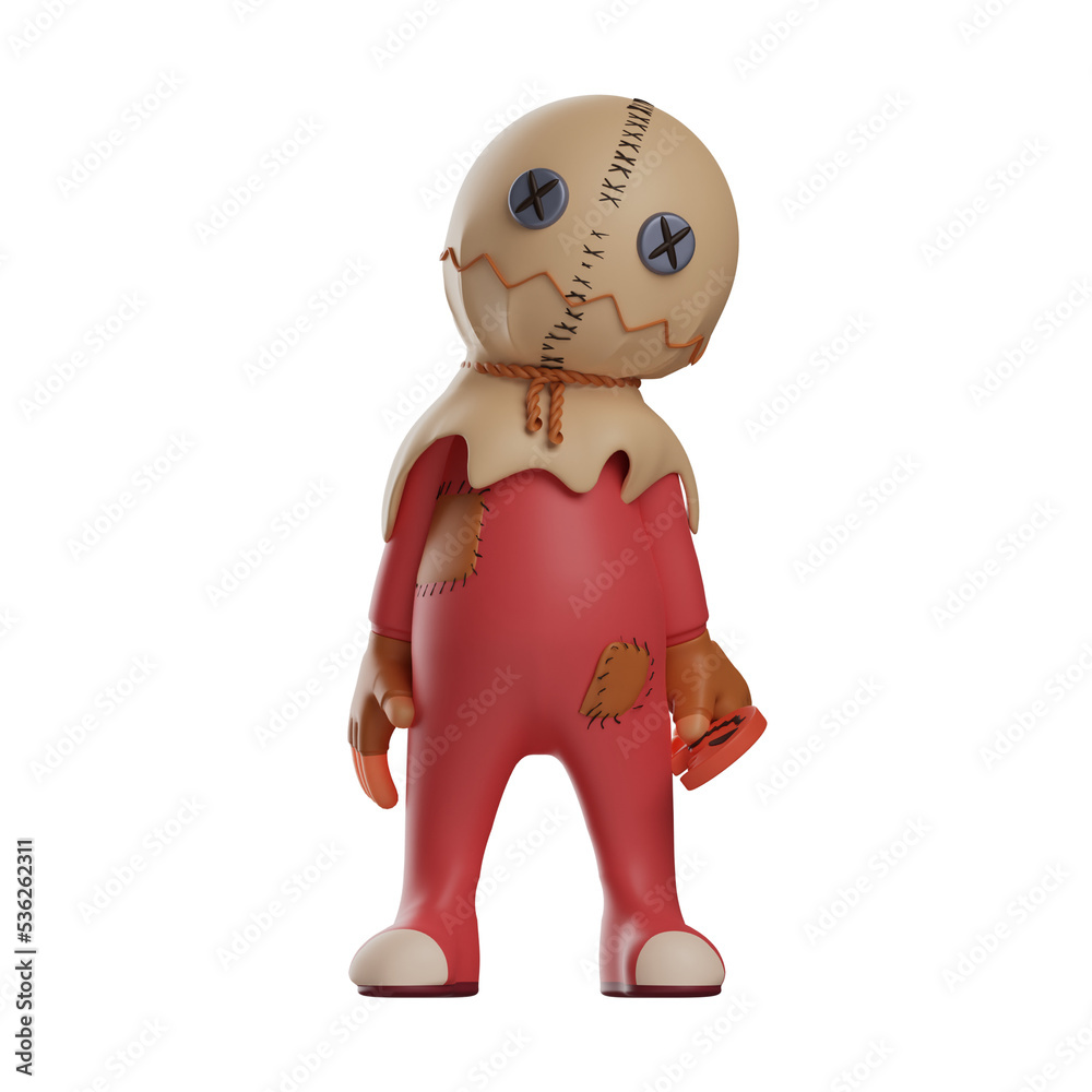 3D illustration. Trick 'r treats 3D treats Figure has a lollipop. head slightly tilted. making a confused face. 3D Cartoon Character 3D illustration. Trick 'r treats 3D treats Figure has a lollipop. head slightly tilted. making a confused face. 3D Cartoon Character
