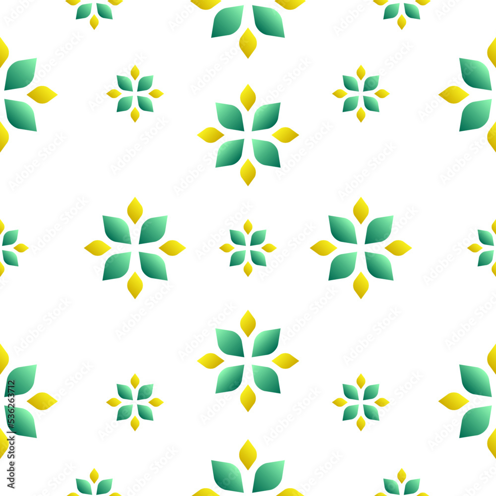 Seamless pattern with green flowers illustration design