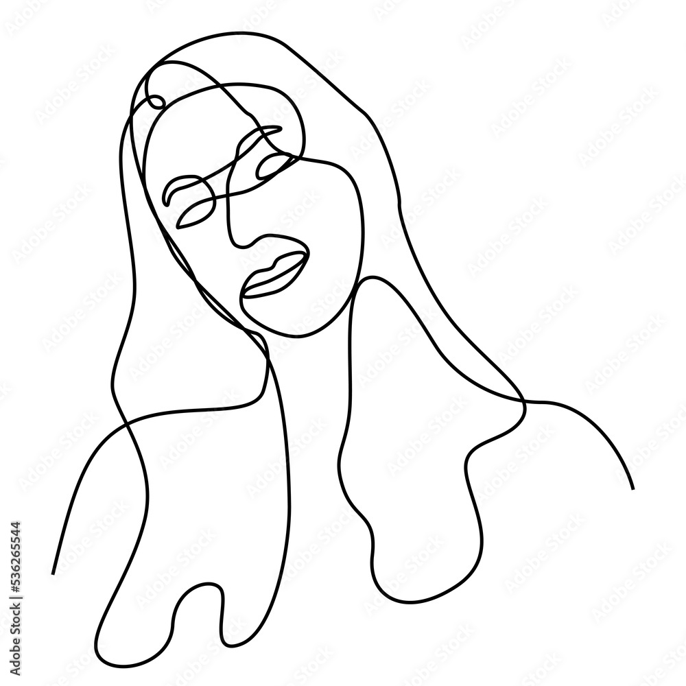 continuous one line hand drawing of woman face line art feminine isolated for png decoration. continuous one line hand drawing of woman face line art feminine isolated for png decoration.