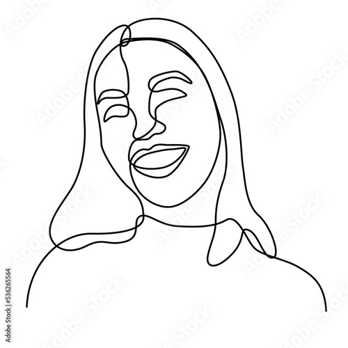 continuous one line hand drawing of woman face line art feminine isolated for png decoration.