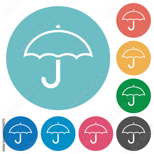 Single umbrella outline flat round icons