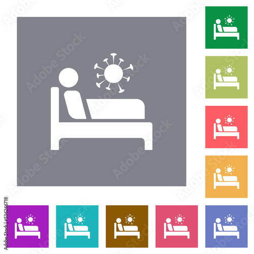 Covid ward square flat icons