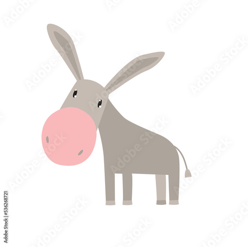 Cute vector donkey. Little donkey. Funny cartoon animal. Farm animal. Donkey simple illustration © olga
