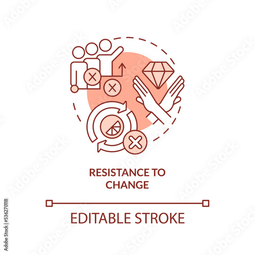 Resistance to change orange concept icon. Low flexibility. Brand longevity challenge abstract idea thin line illustration. Isolated outline drawing. Editable stroke. Arial, Myriad Pro-Bold fonts used