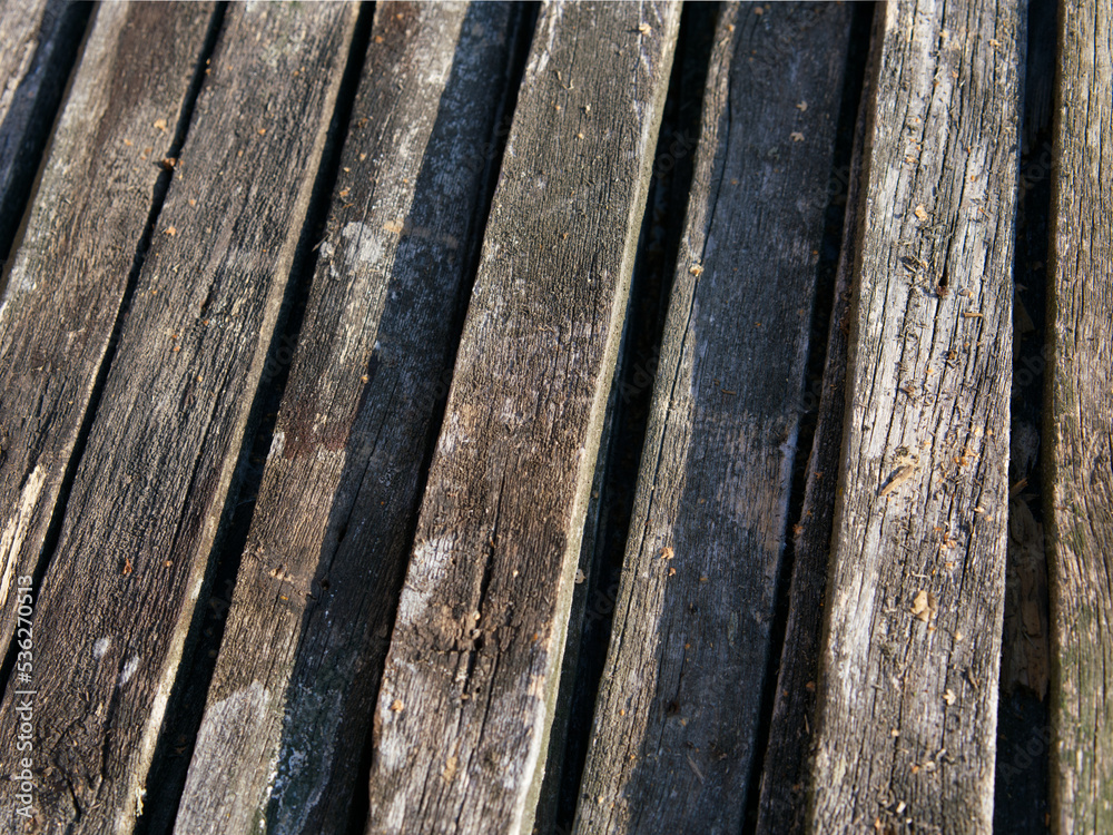 Old long boards. Texture. Top view Old long boards. Texture. Top view