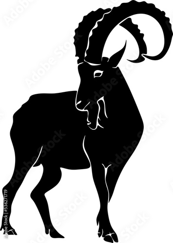 mountain sheep peak vector logo icon illustration deign concept mountain goat on a hill with moonlight suitable for outdoor, sport, farm logo