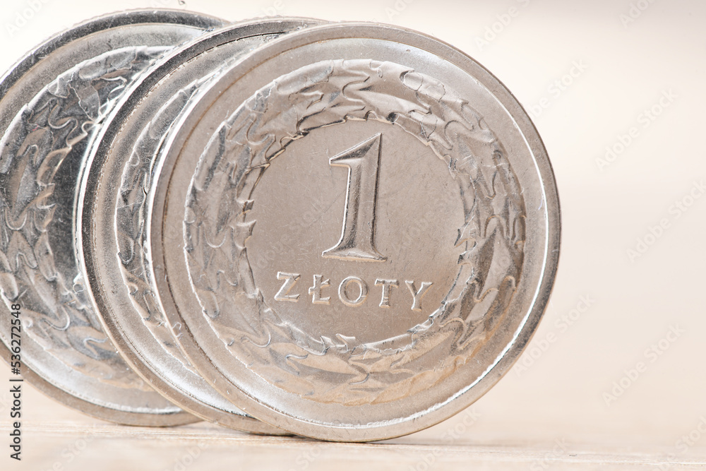 Polish zloty coins. Coin 1 zloty. Currency Poland. Polish zloty coins. Coin 1 zloty. Currency Poland.