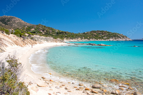 crystal clear water and white sand in Porto sa Ruxi beach, Villasimius, Sardinia