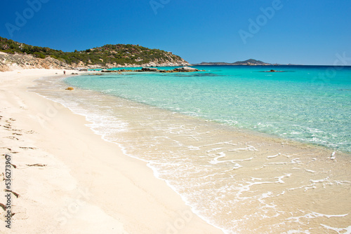 crystal clear water and white sand in Porto sa Ruxi beach, Villasimius, Sardinia